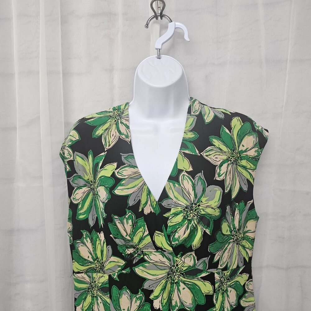 Jones New York Dress Green Midi Floral Boho Retro 16 - Picture 3 of 12